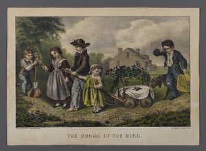 De begrafenis van de vogel, uitgegeven door Currier & Ives, New York door American School